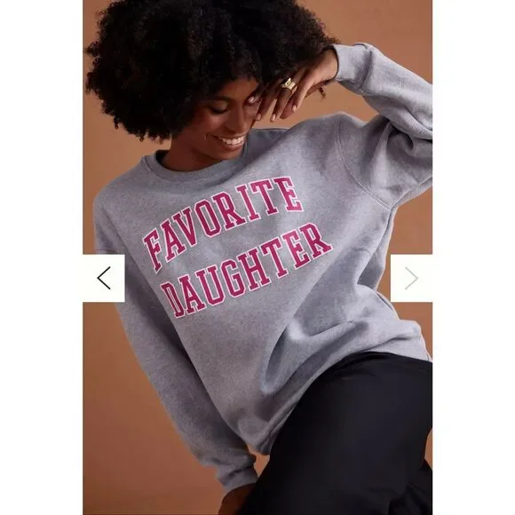 Favorite Daughter Collegiate Cotton Graphic Sweatshirt Size M Gray - Picture 5 of 8